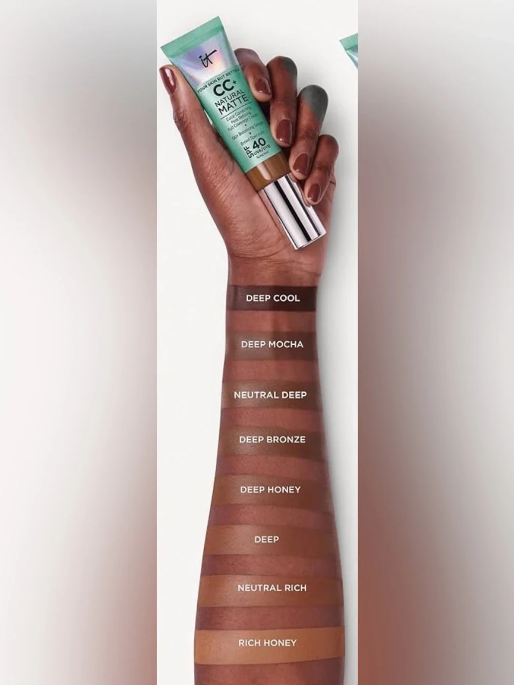 it cosmetics CC+ Natural Matte Full Coverage Cream – Deep Brown Shade